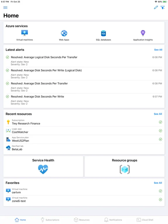 Microsoft Azure iPad  スクリーンショット