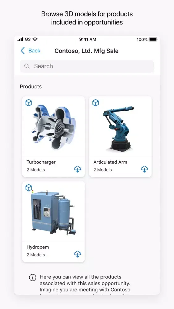 Tangkapan layar Dynamics 365 Product Visualize