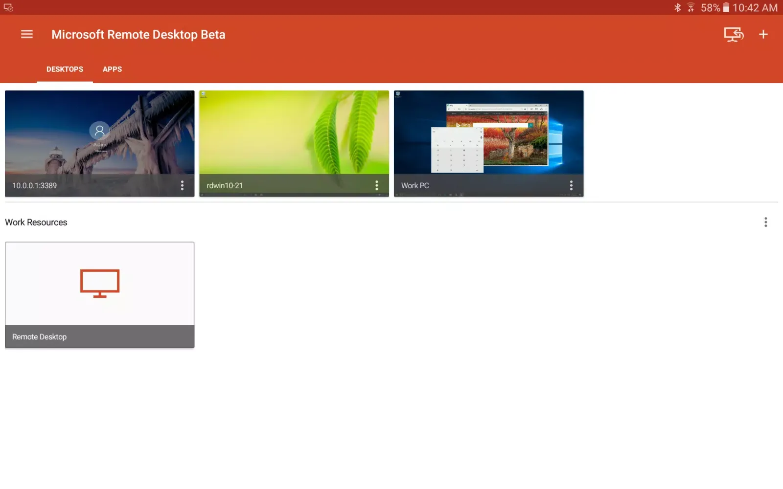 Microsoft Remote Desktop Beta 스크린샷
