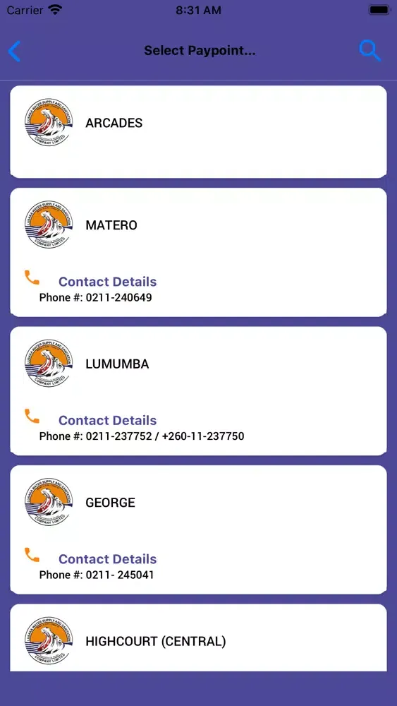 Screenshot di Lusaka Water Supply App