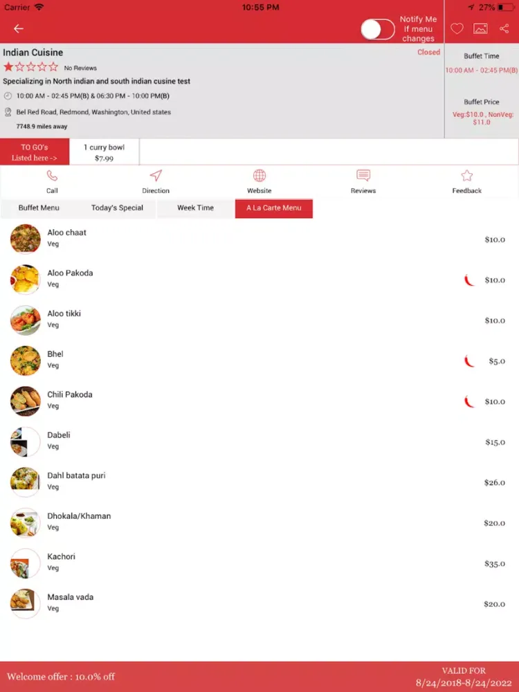 Tangkapan layar Katoree-All about Desi Buffet iPad 