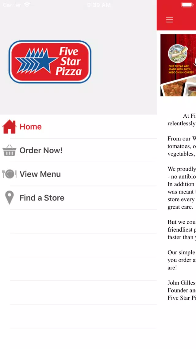 Zrzuty ekranu Five Star Pizza, Florida