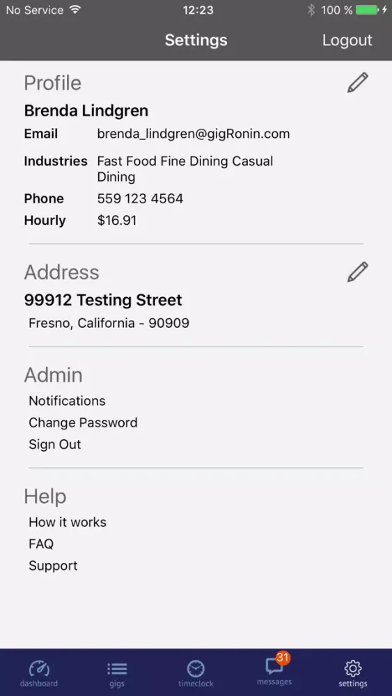Captures d'écran de gigRonin Worker App