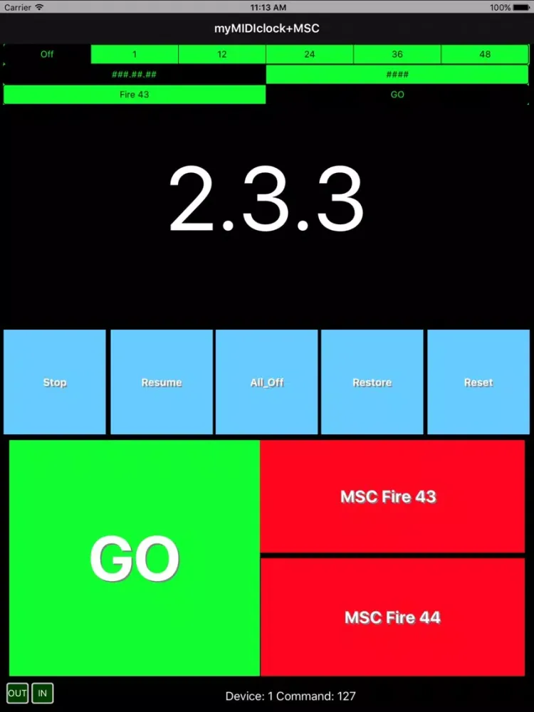 Tangkapan layar myMIDIclock+MSC iPad 
