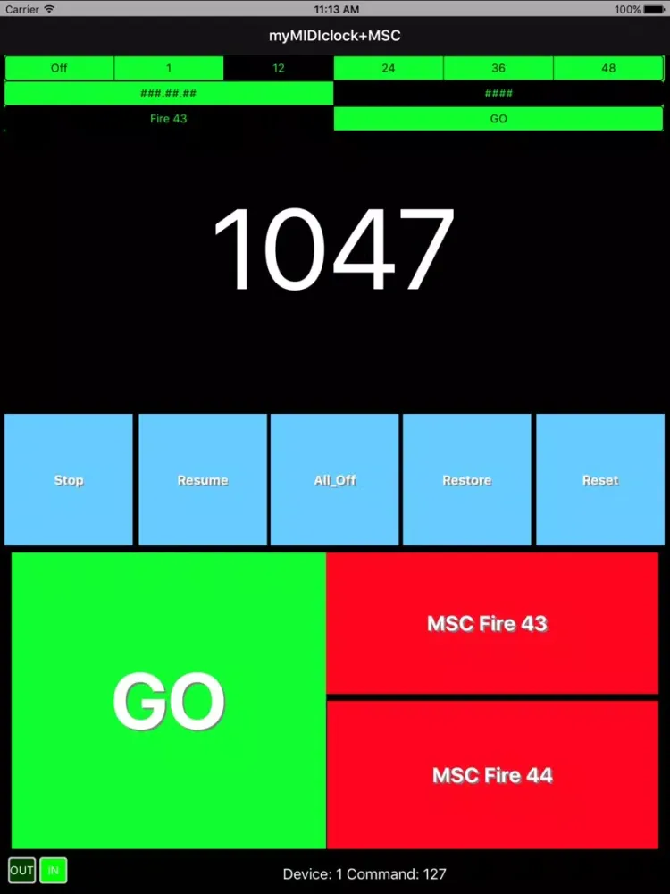 Tangkapan layar myMIDIclock+MSC iPad 