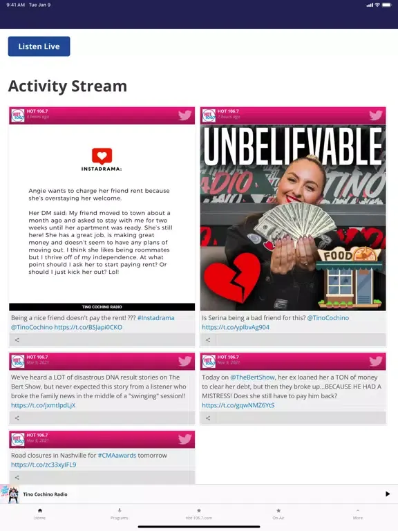Hot 106.7 iPad  스크린샷