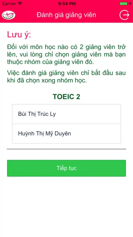 Đánh giá giảng viên ĐH Tây Đô應用截圖
