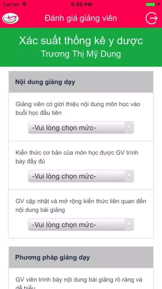 Đánh giá giảng viên ĐH Tây Đô應用截圖