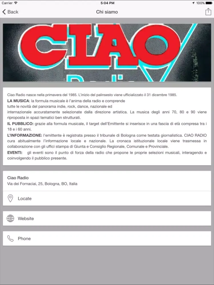 Screenshot di CIAO RADIO iPad 