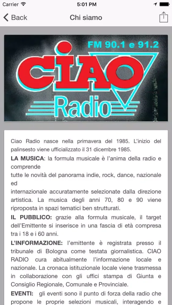 Screenshot di CIAO RADIO
