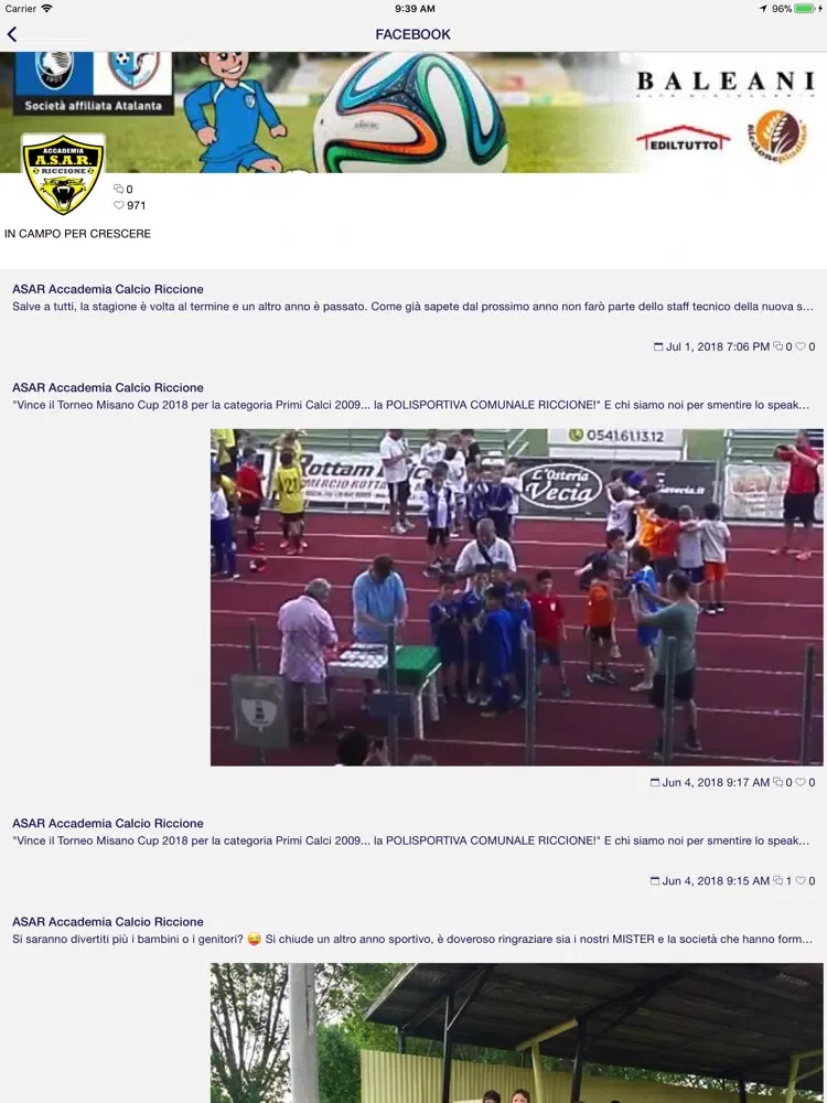 Scuola Calcio Riccione iPad  Screenshots
