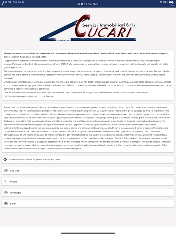 Ảnh chụp màn hình của Cucari Immobiliare iPad 