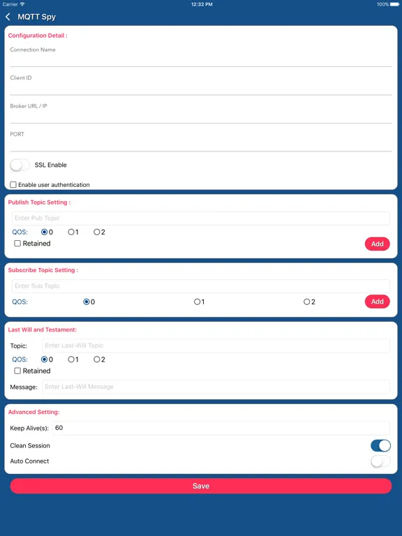 Tangkapan skrin MQTT Spy iPad 