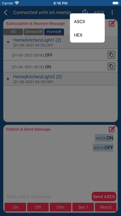 Tangkapan skrin MQTT Spy