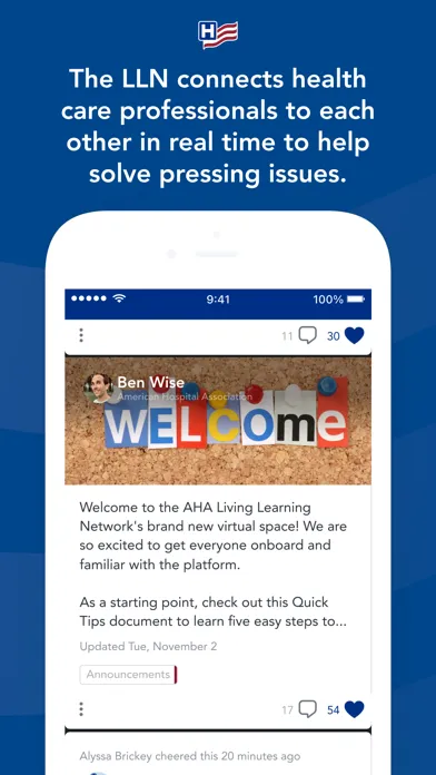 Capturas de tela do AHA Living Learning Network