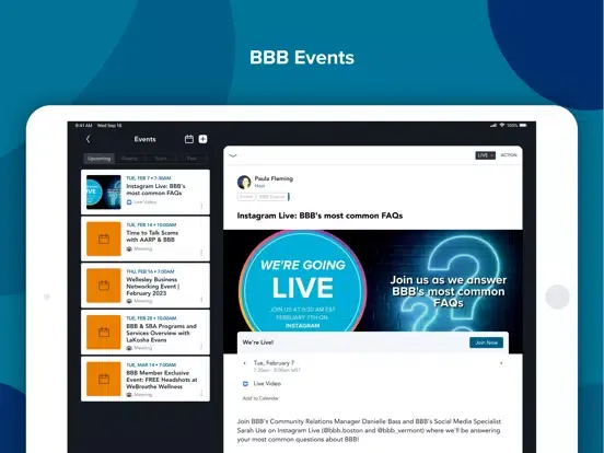 Tangkapan layar BBB® Member Business Community iPad 