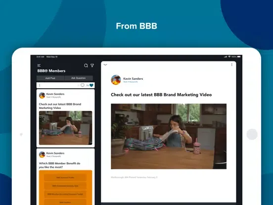 Tangkapan layar BBB® Member Business Community iPad 