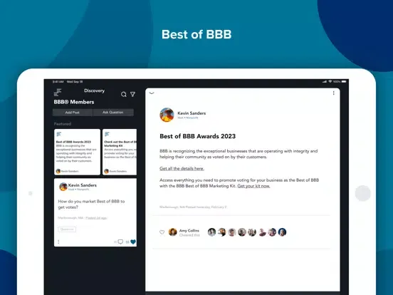 Tangkapan layar BBB® Member Business Community iPad 