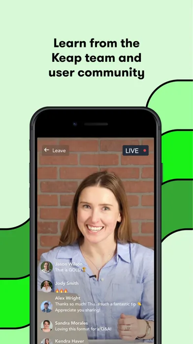 Capturas de tela do Keap Community