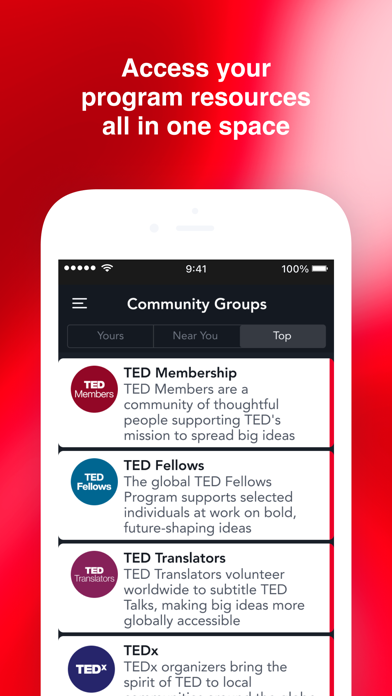 ภาพหน้าจอของ TED Community