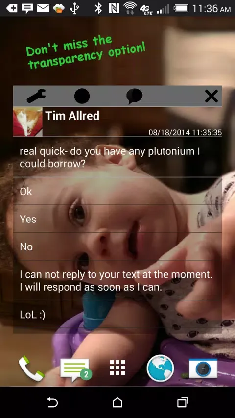 SMS One Click Reply Screenshots