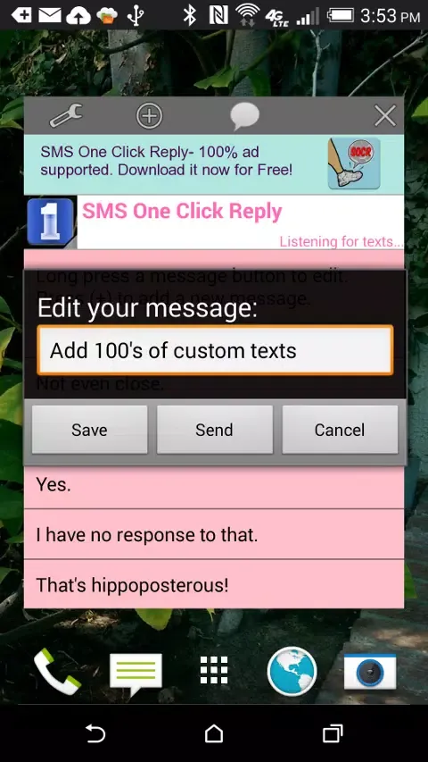 SMS One Click Reply Screenshots