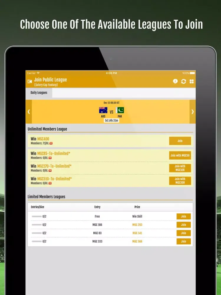 صور migme CricBattle Fantasy Sports iPad 