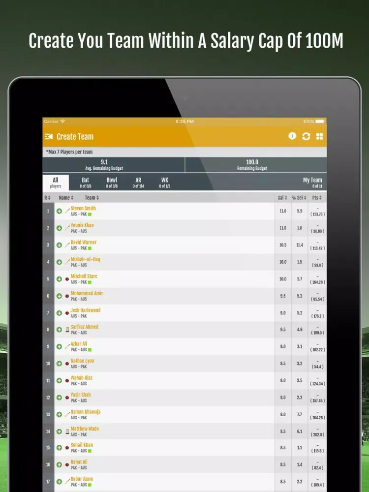 صور migme CricBattle Fantasy Sports iPad 