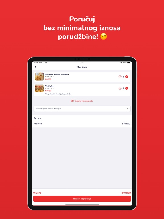 Tangkapan layar Mig Mig Dostava iPad 