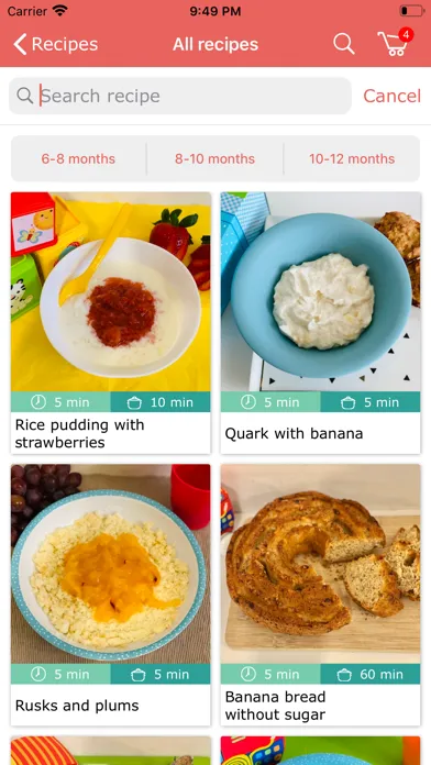 Capturas de tela do Baby Food