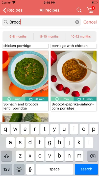 Capturas de tela do Baby Food
