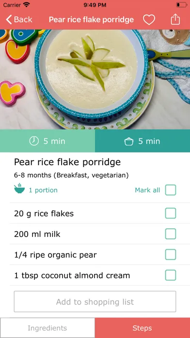 Capturas de tela do Baby Food
