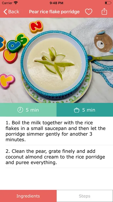 Capturas de tela do Baby Food