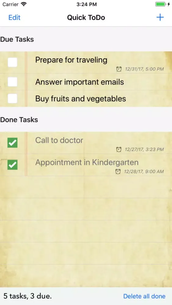 Tangkapan layar QuickToDo Premium