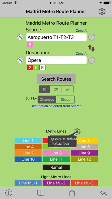 Madrid Metro Route Planner Screenshots