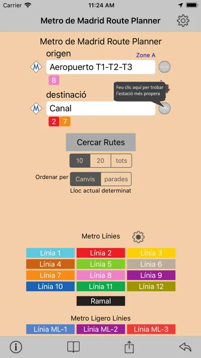 Madrid Metro Route Planner Screenshots