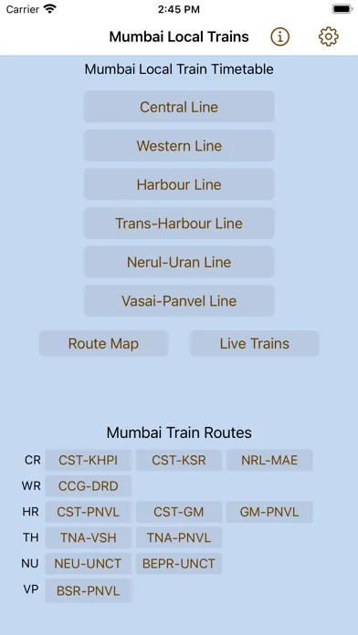 Zrzuty ekranu Mumbai Local Train Timetable