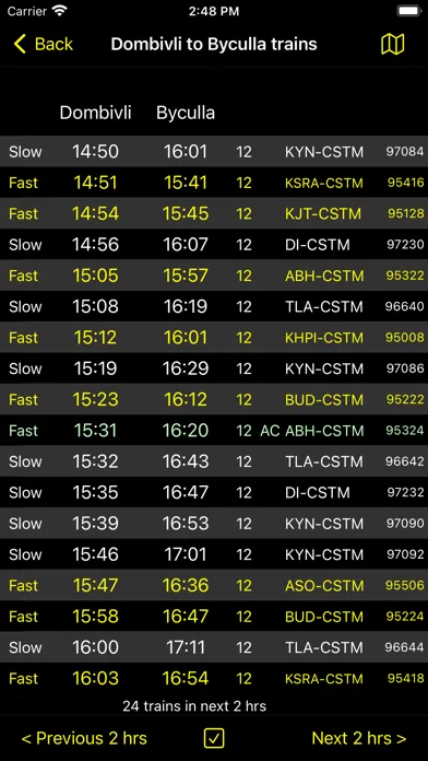 Zrzuty ekranu Mumbai Local Train Timetable