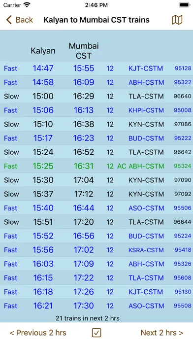 Zrzuty ekranu Mumbai Local Train Timetable