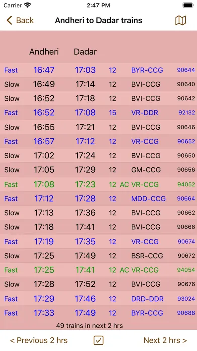 Zrzuty ekranu Mumbai Local Train Timetable
