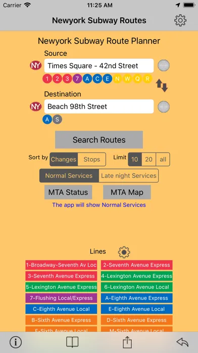 New York Subway Route Planner Screenshots