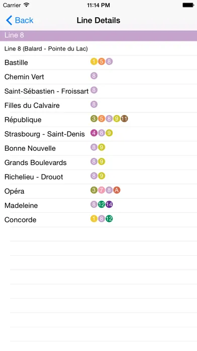 Capturas de tela do Paris Metro Route Planner