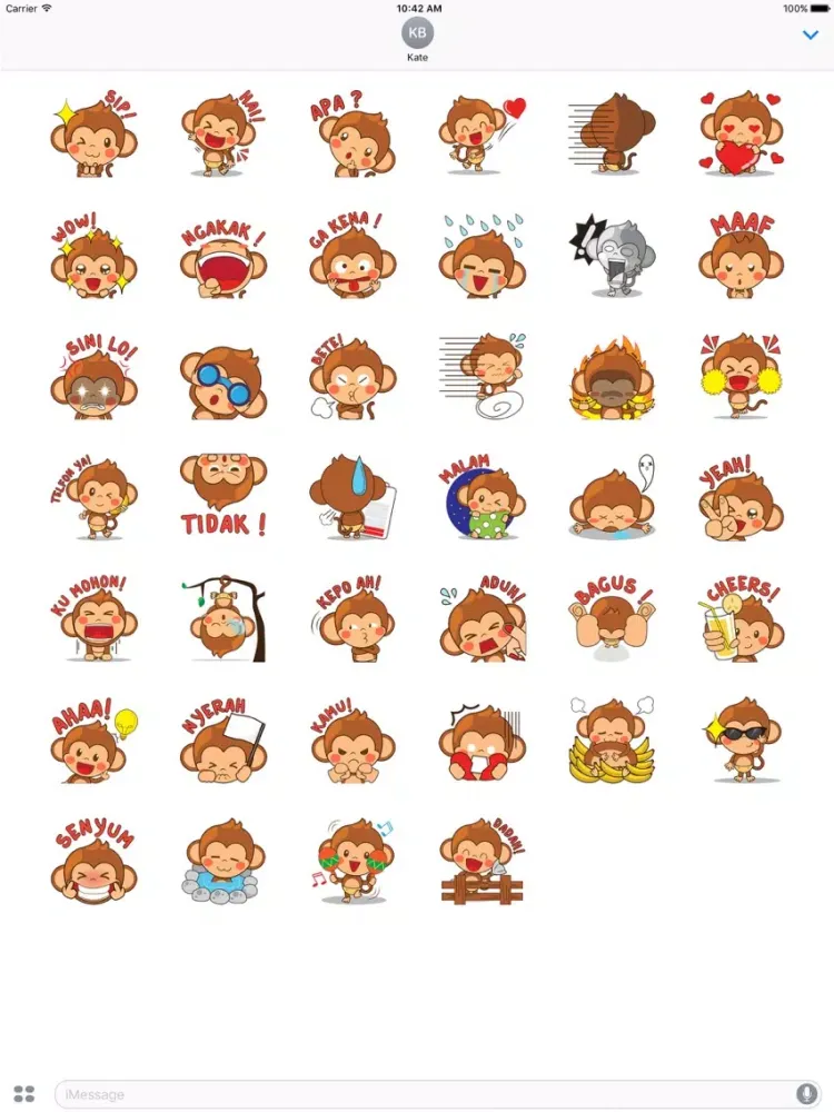 Chiki the funny monkey 2 for iMessage Sticker iPad 應用截圖