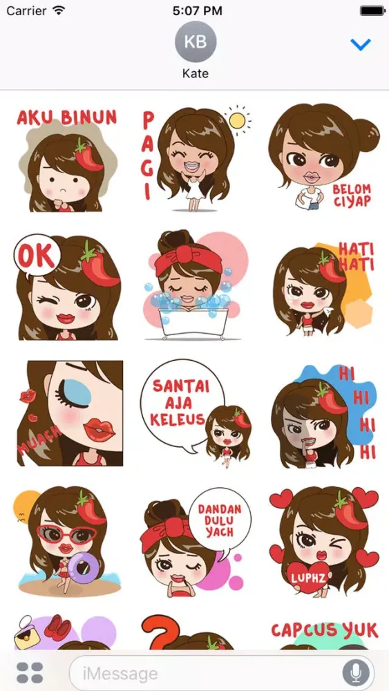Captures d'écran de Indah Indonesian Slang for iMessage Sticker