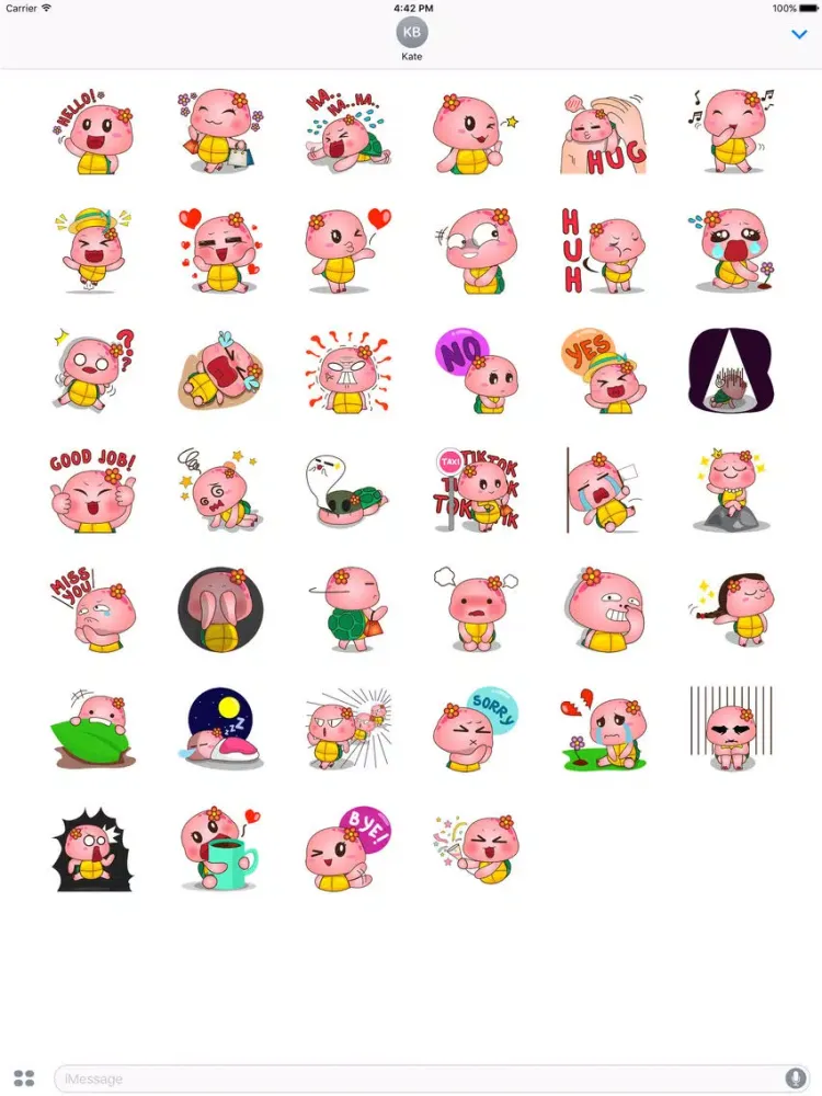 Pika the pink turtle for iMessage Sticker iPad  Screenshots