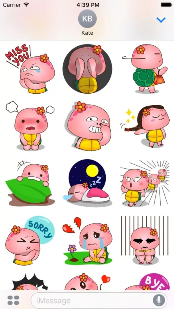 Pika the pink turtle for iMessage Sticker Screenshots