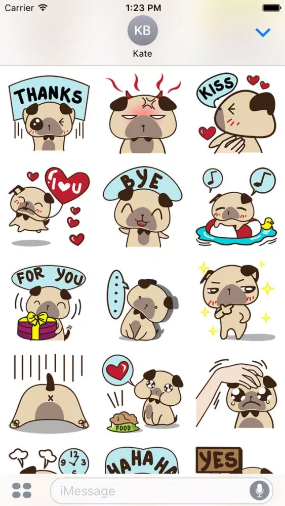 Cute pug puppy for iMessage Sticker Ekran Görüntüleri