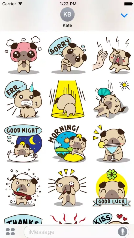 Cute pug puppy for iMessage Sticker Ekran Görüntüleri