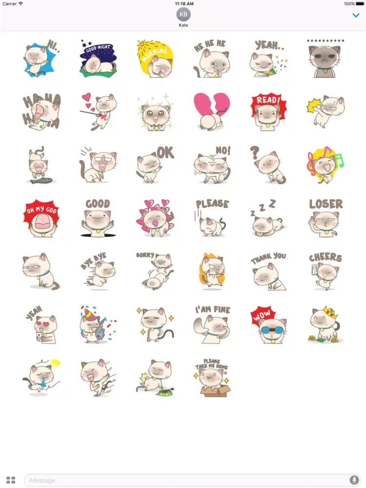 Simi the Siamese kitten 3 for iMessage Sticker iPad  Screenshots