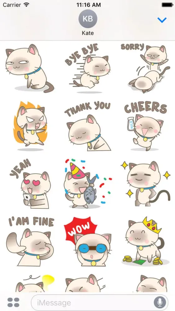 Simi the Siamese kitten 3 for iMessage Sticker Screenshots